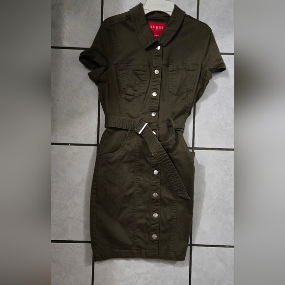 Guess Olive Button-Down Mini Dress - Picture 1 of 3